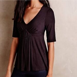 Anthropologie, Deletta, Black, XS gathered top